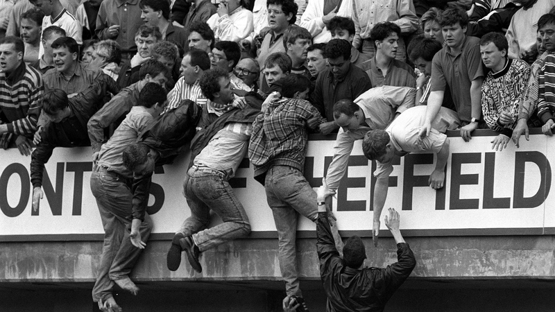 96 people died of crush injuries at an FA Cup semi-final match between Liverpool and Nottingham Forest at Hillsborough Stadium