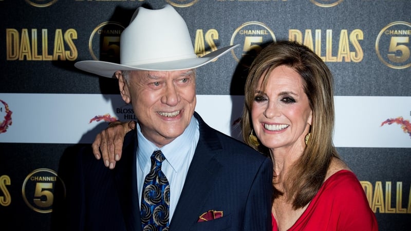 Larry Hagman and Linda Gray (pictured at the Dallas reboot launch party in London in August 2012) - "I have lots of conversations with him and it makes me happy"