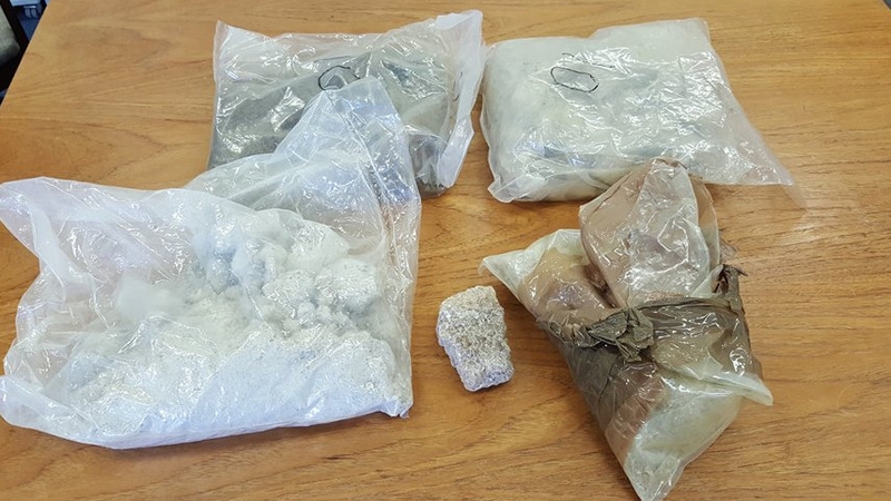 Cocaine, cannabis herb and cannabis resin were discovered