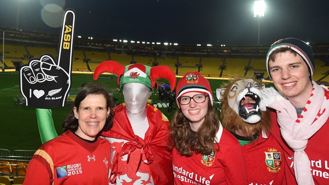Lions fans in the Westpac Stadium before the game