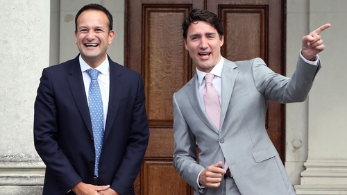 Leo Varadkar welcomes Canadian Prime Minister Justin Trudeau to Ireland