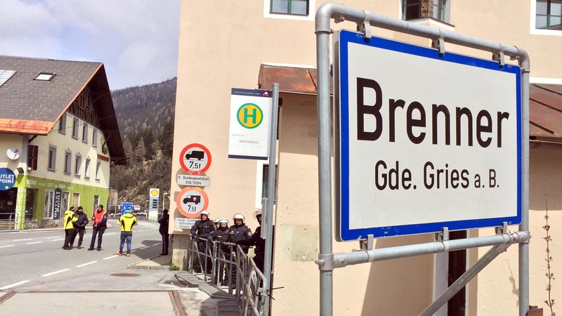 Austrian police pictured at the Brenner Pass border crossing point in May 2016