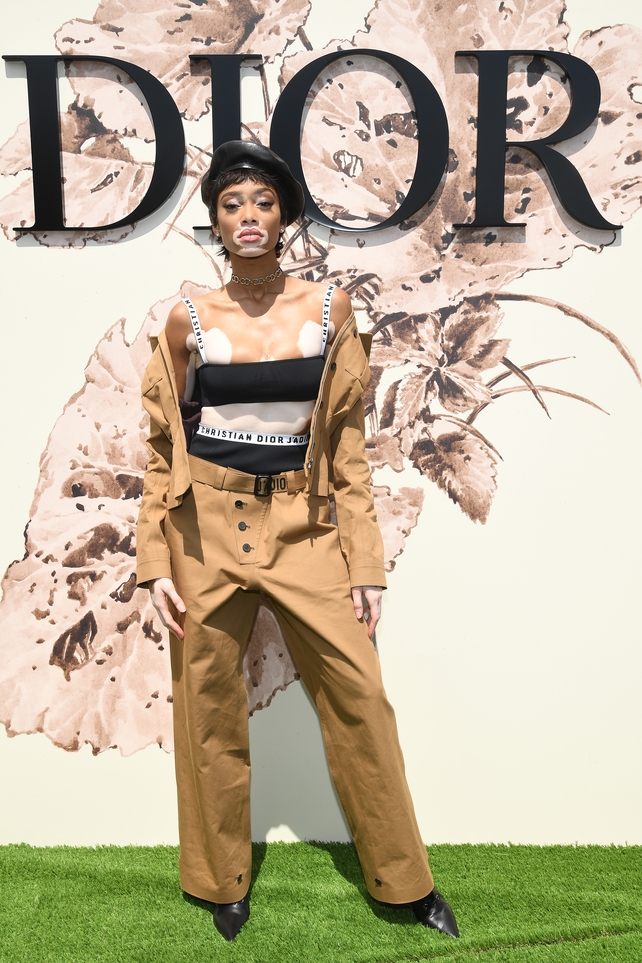 July 3: Model Winnie Harlow looks beautifuly boyish in a Dior outfit at the Dior Fashion Show.