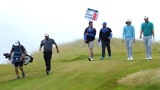 Graeme McDowell with playing partners Tommy Fleetwood and Justin Rose
