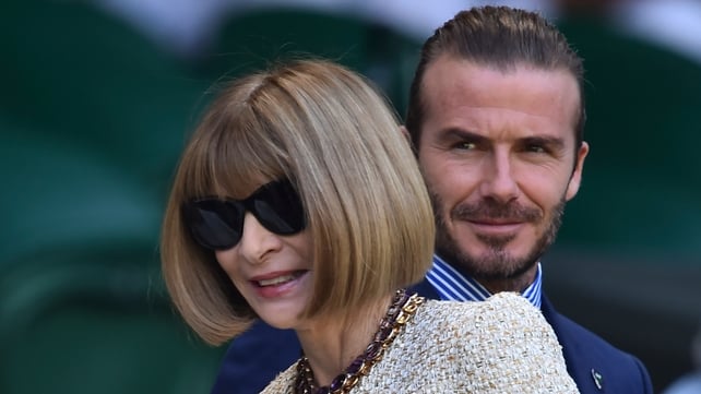 David Beckham and Anna Wintour take their seats at centre court.