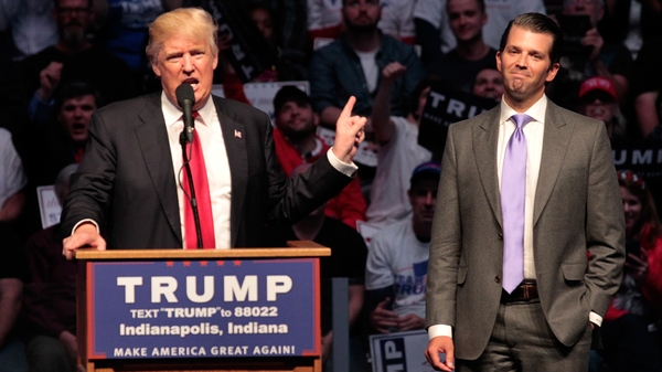 Donald Trump introduces his son at a rally during the campaign