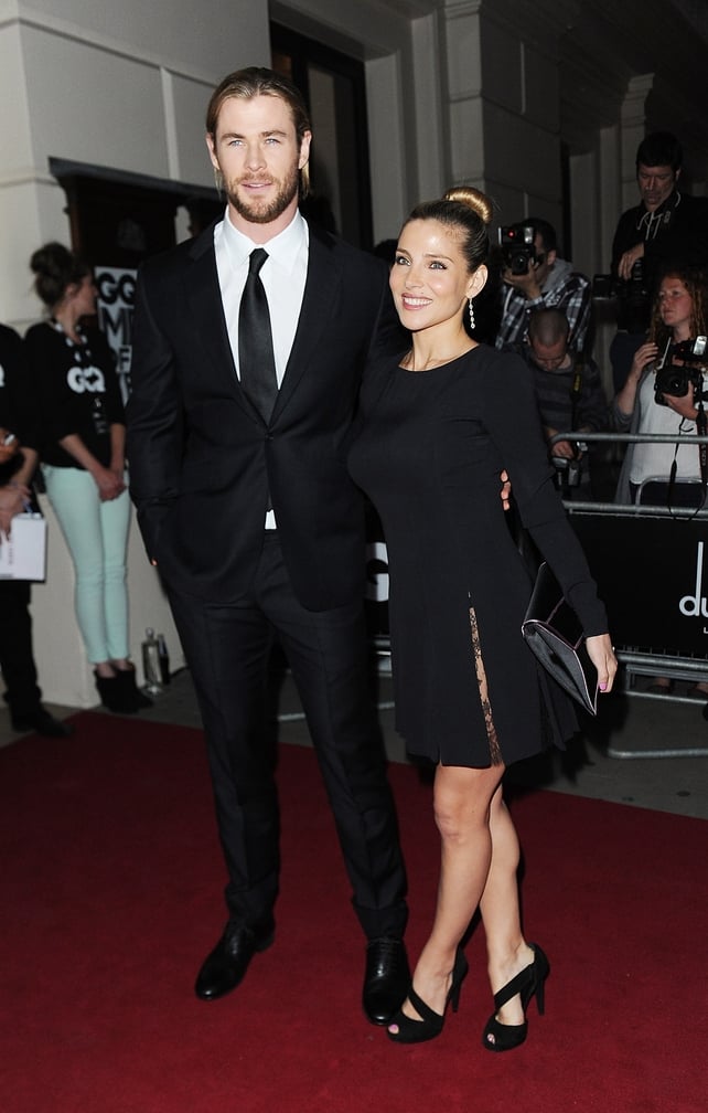 The Thor/surfer hairstyle definitely suits the actor! Chris and his wife Elsa Pataky attend the GQ Men of the Year Awards in 2012.