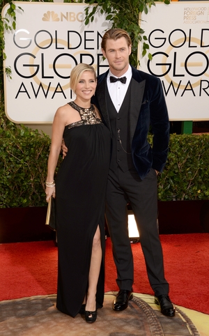 With this velvet jacket, bow tie and waistcoat from Dolce & Gabbana, Chris Hemsworth is nothing but class with his wife Elsa at the Golden Globes in 2014.