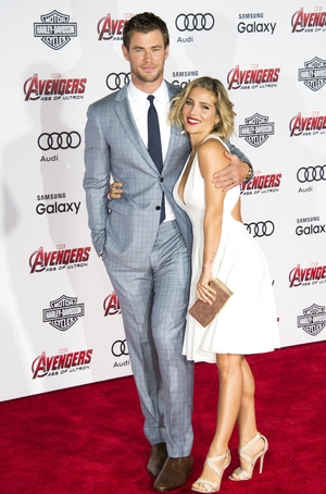 What a beautiful pair! This Salvatore Ferragamo checked suit is so elegant on Chris at the premiere of Marvel's 'Avengers: Age Of Ultron' in 2015.