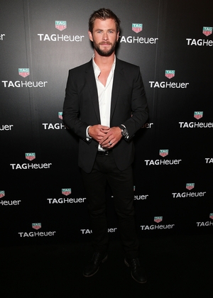 Also a dapper ambassador for the Tag Heuer brand, Chris Hemsworth is wearing an all black look for the Australian launch of Heuer 01 in 2016.