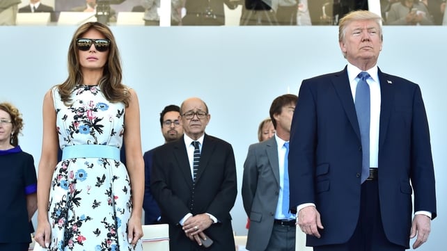 Melania and Donald Trump view the parade