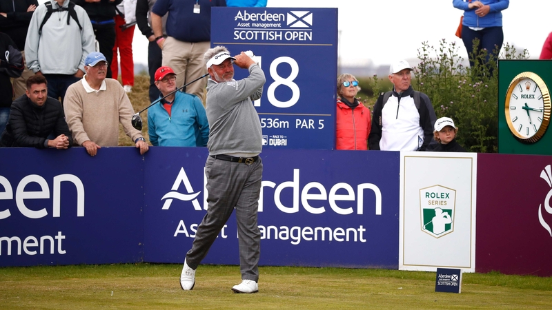 Darren Clarke recorded three double-bogeys in the final three holes of his opening round at the Scottish Open