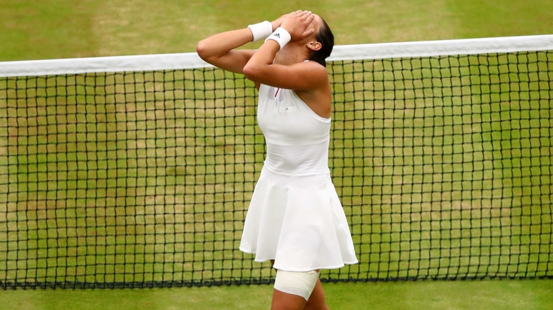 Garbine Muguruza of Spain celebrates victory