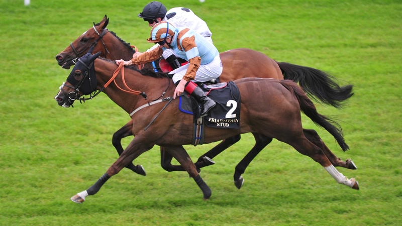 The hooded Caspian Prince prevailed in a driving finish to the Sapphire Stakes