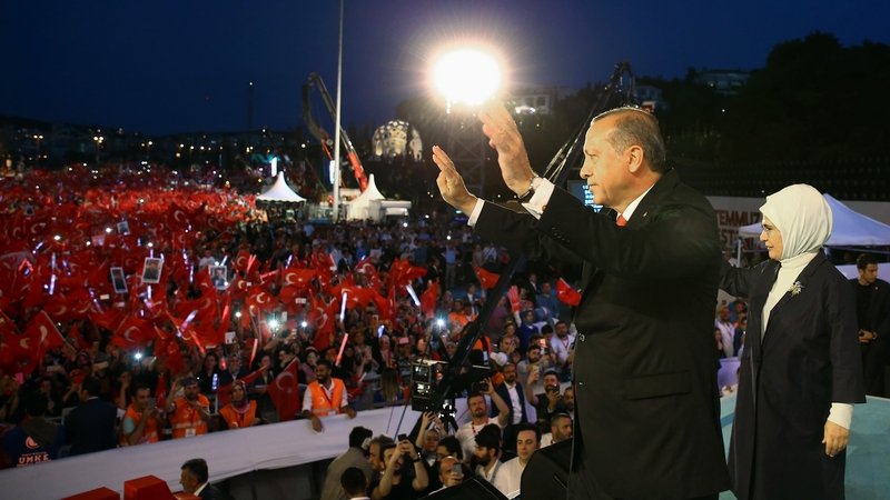 Recep Tayyip Erdogan, pictured with his wife Emine, also vowed to sign any bill passed by parliament to restore capital punishment in Turkey