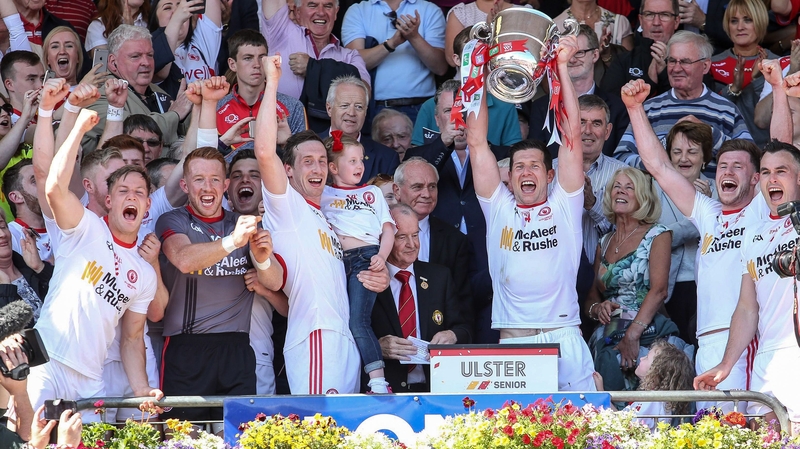 Sean Cavanagh of Tyrone lifts the cup