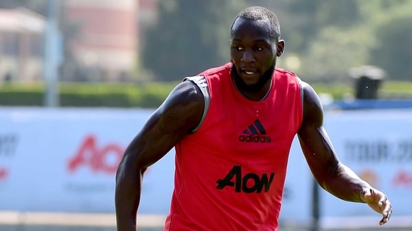 Romelu Lukaku in training with Manchester United