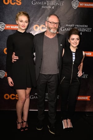 Sophie Turner, Maisie Williams and Liam Cunningham attended the season 4 'Game of Thrones' premiere in Paris in 2014 dressed in black.