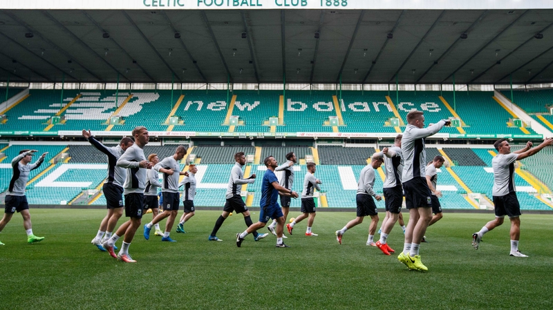 Linfield at a training session at Parkhead on Tuesday