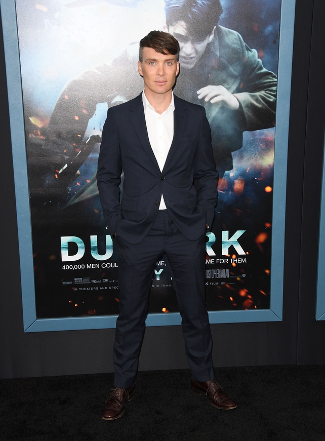 Cillian rocked a navy suit with a crisp white shirt in NYC.