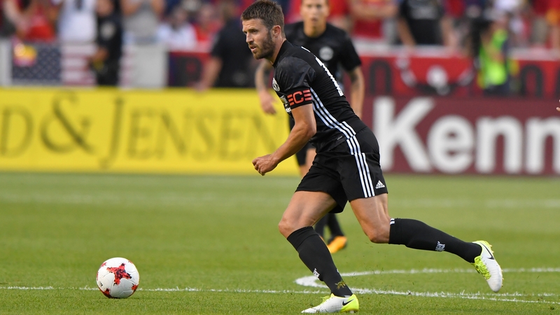 Carrick in action against City in Houston