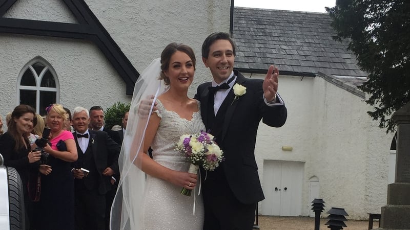 Caoimhe Wade and Simon Harris greet wellwishers