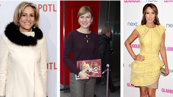 Newsnight presenter Emily Maitlis;  Antiques Roadshow's Fiona Bruce and The One Show's Alex Jones