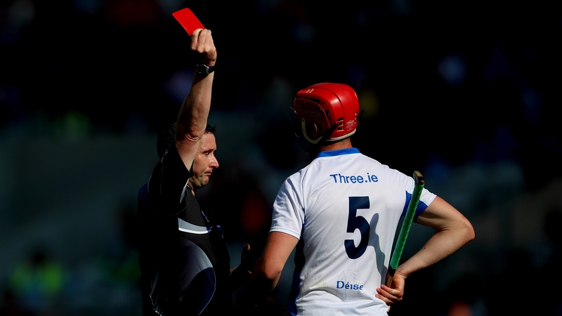 Tadhg de Búrca is dismissed by referee Fergal Horgan in the victory over Wexford in the All-Ireland quarter-final.