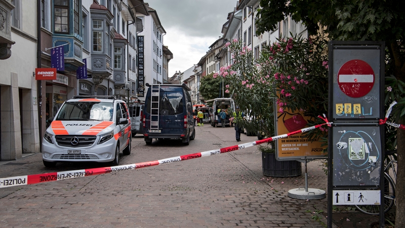 Police cordoned off part of the town