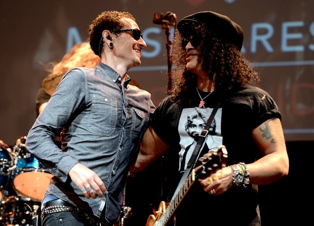 Chester and Slash perform at the 9th Annual MusiCares MAP Fund Benefit Concert in 2013