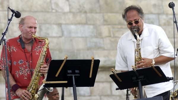 Joe Lovano and Dave Liebman at Newport in 2005. (Photo:John Abbott)