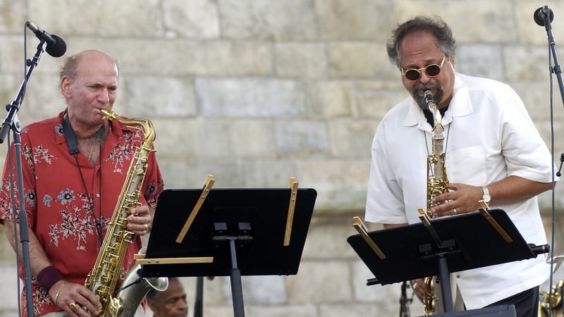 Joe Lovano and Dave Liebman at Newport in 2005. (Photo:John Abbott)