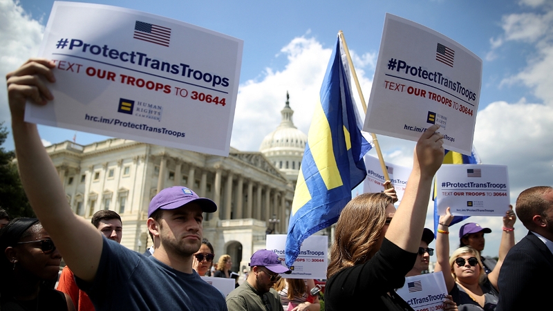 Protests in 2017 against Donald Trump's move on blocking transgender people from the US armed forces