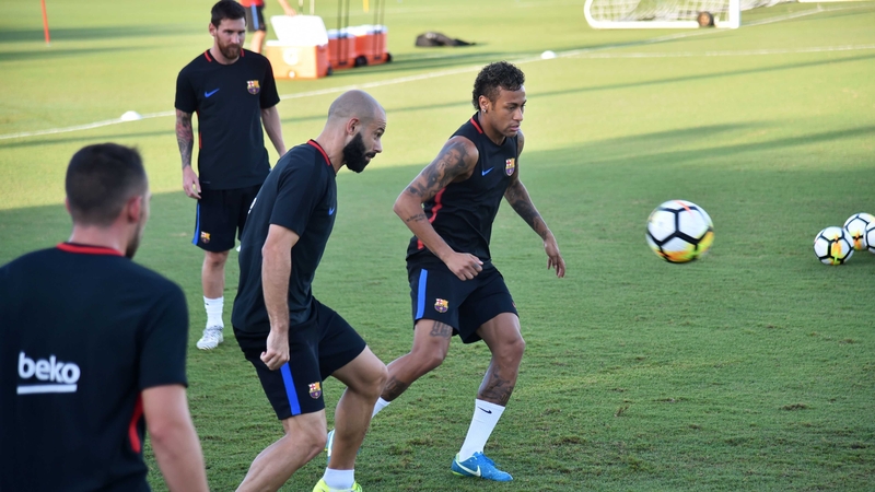 Neymar and his team-mates were training at Barry University ahead of their friendly against Real Madrid on Saturday