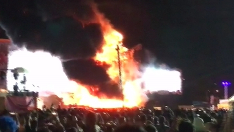 The fire broke out on the stage in Barcelona last night