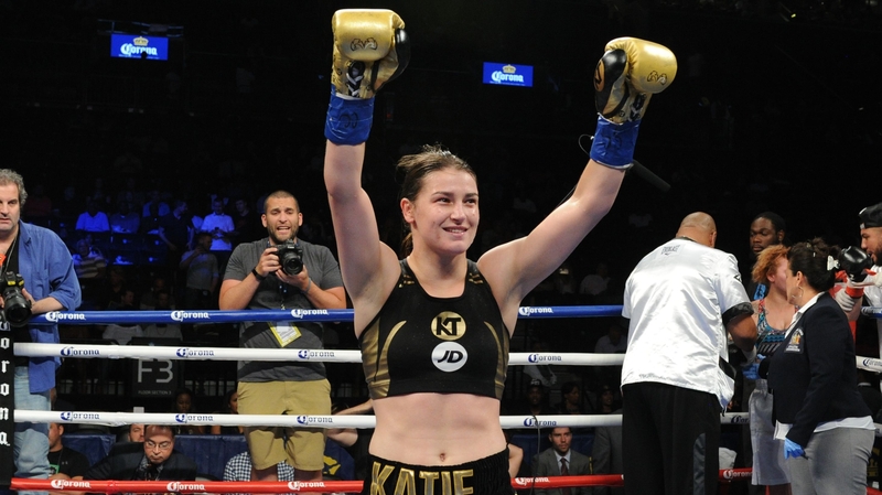 Katie Taylor celebrates her win