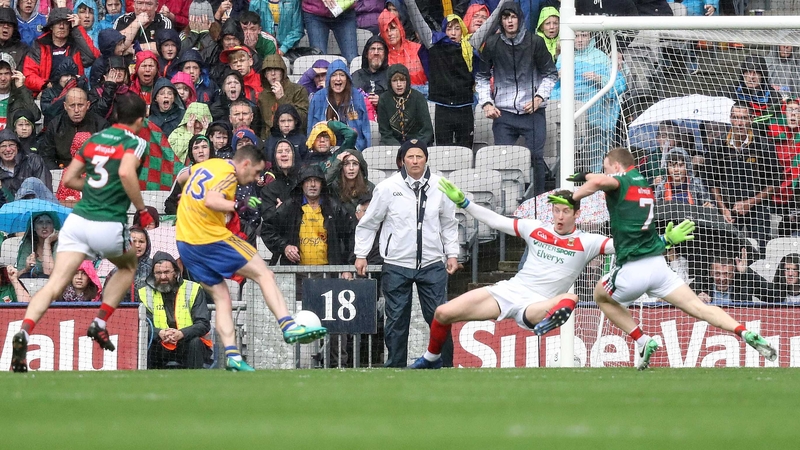 Ciaran Murtagh finds the back of the Mayo net