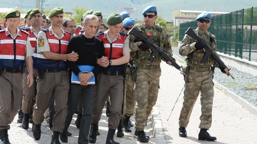 Turkish Gendarmerie escort defendants Akin Ozturk and others involved in last July's attempted coup