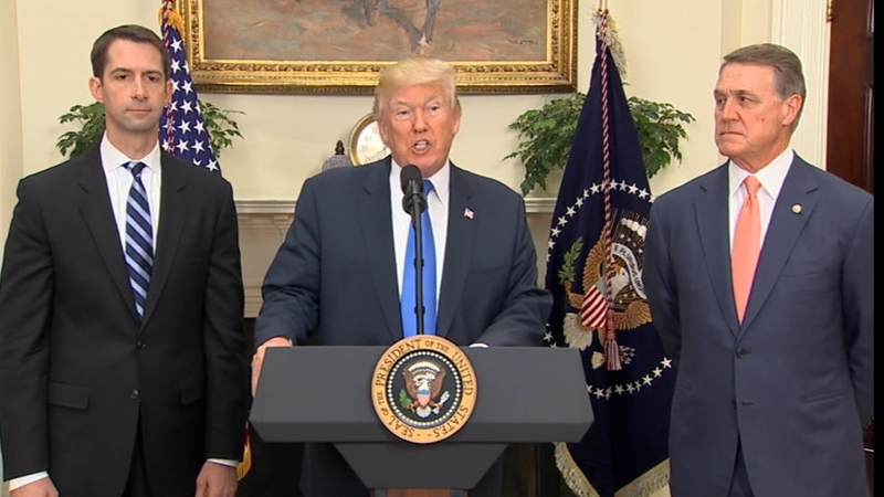 Mr Trump announced the plans at the White House alongside Republican senators Tom Cotton and David Perdue