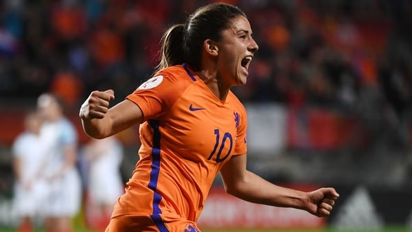 Danielle van de Donk celebrates for the Netherlands
