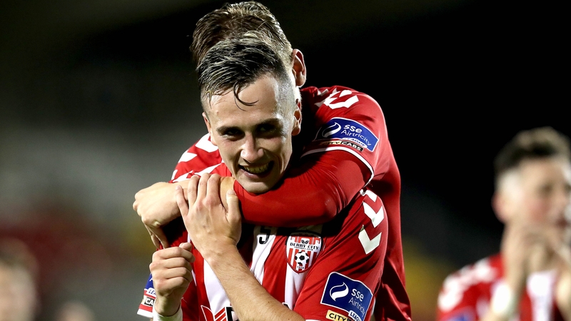 Aaron McEneff celebrates his second-half goal