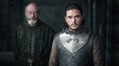 Liam Cunningham as Ser Davos Seaworth and Kit Harington as Jon Snow