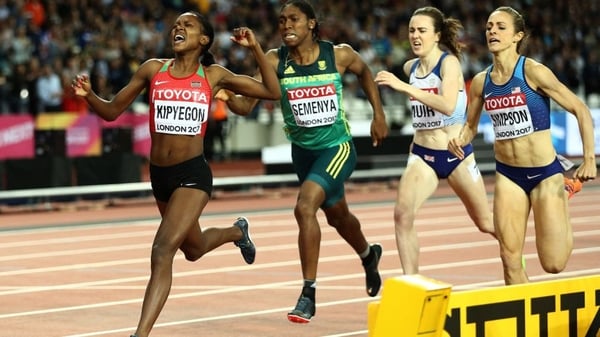 Faith Chepngetich Kipyegon of Kenya takes gold, Jennifer Simpson of the United States, silver, and Caster Semenya of South Africa, bronze in the women's 1500m final