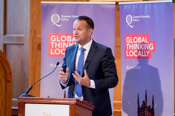 Leo Varadkar speaking at Queen's University Belfast. Photo: Andrew Towe Photography/Queen's University Belfast