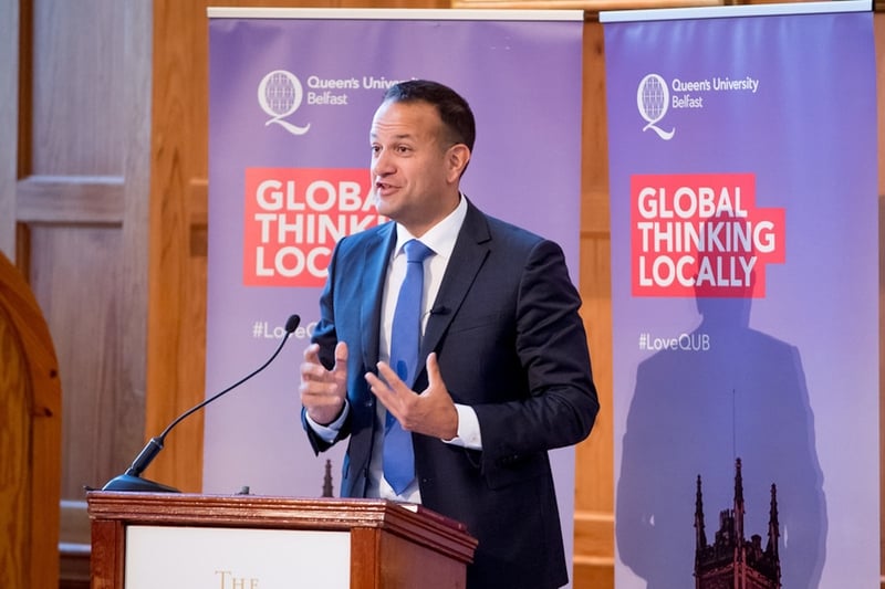 Leo Varadkar speaking at Queen's University Belfast. Photo: Andrew Towe Photography/Queen's University Belfast