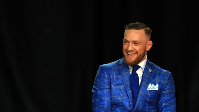 Conor takes the stage during the Floyd Mayweather Jr. v Conor McGregor World Press Tour on July 12, 2017