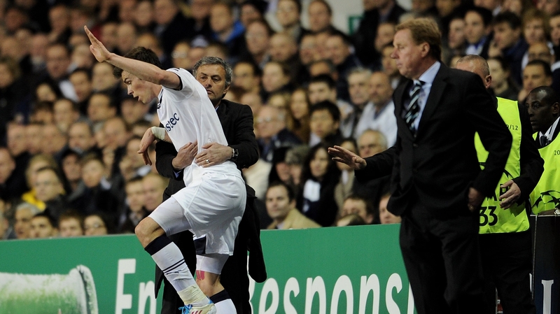 Mourinho gets to grips with Bale, then a Spurs player, in 2011