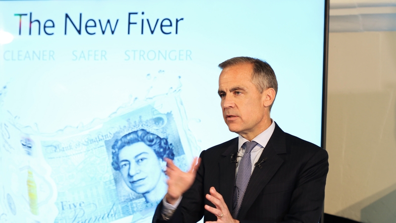 Bank of England Governor Mark Carney launching the new polymer £5 bank note
