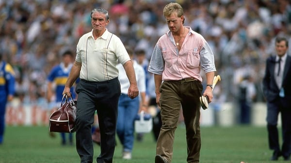 Tony Keady (right) trudges across the field during Galway's 1989 All-Ireland semi-final loss to Tipperary
