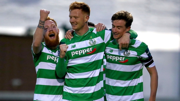 Ronan Finn celebrates his goal with team-mates
